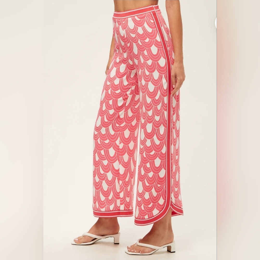 Trina Turk Overhead Wide Leg Pant Ace Arches Coral Crush Size 8